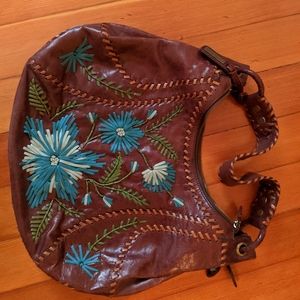 Isabella Fiore blue embroidered flower bag
